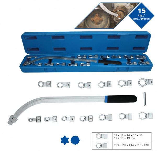 Brilliant Tools BT571060 Súprava kľúčov na klinové remene a napínacie kladky, 15-dielna